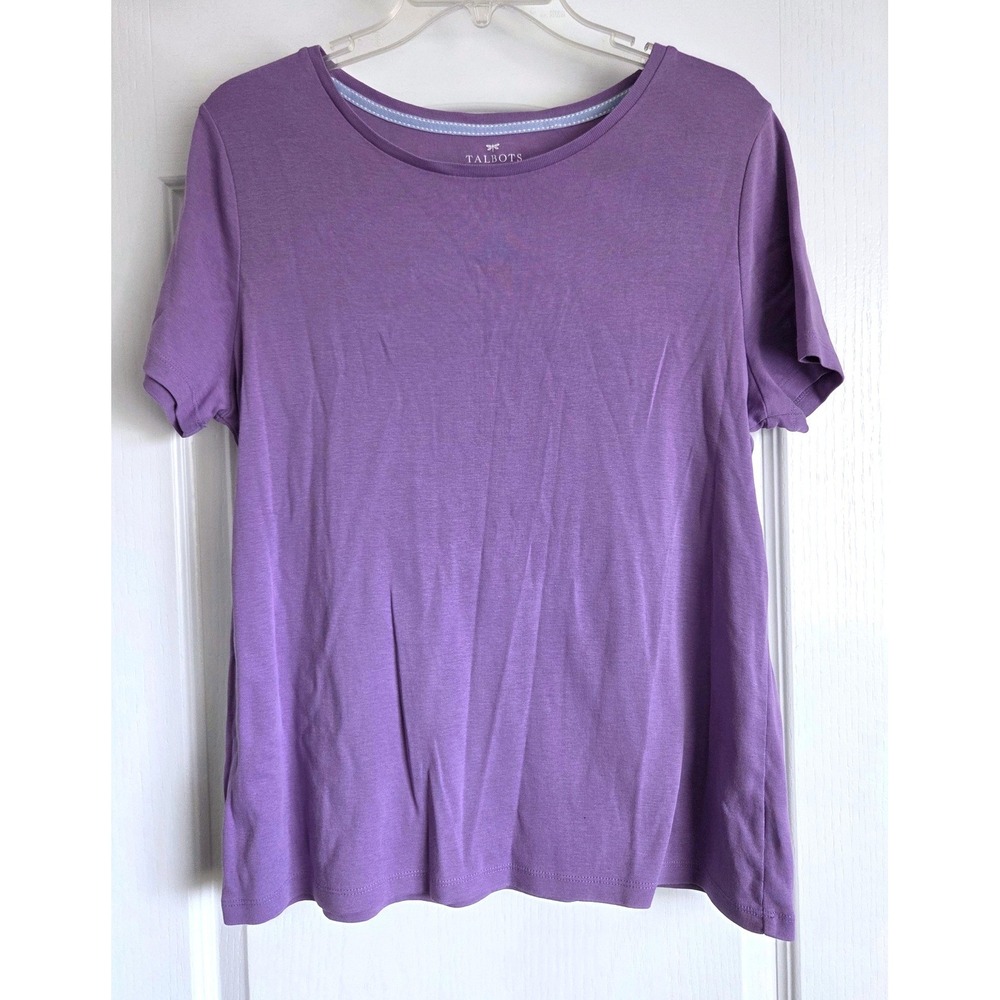 Talbots Purple Pima Cotton Short Sleeve Crew Neck T-Shirt Size X Lavender Staple